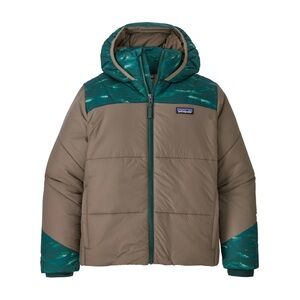 Patagonia Tan and Teal Hooded Jacket